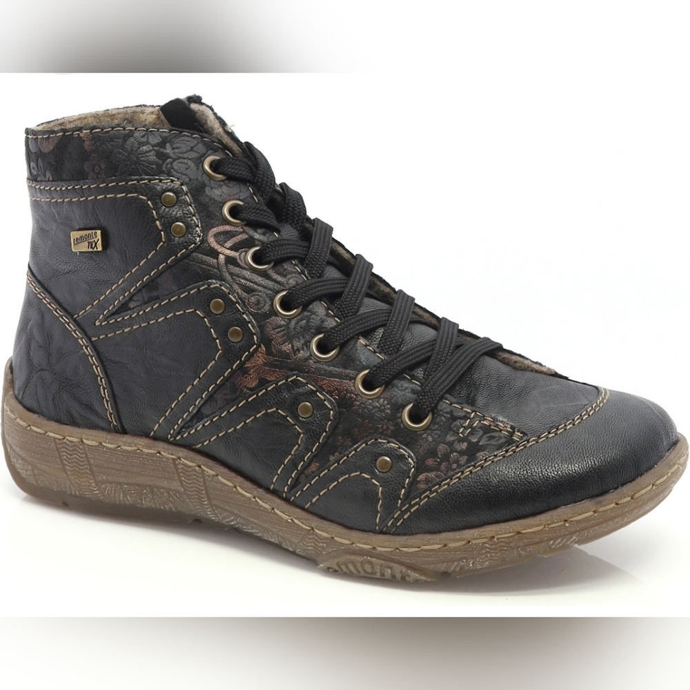 Ladies Remonte Tex Lace Up Zipper Ankle Boot Sz 36